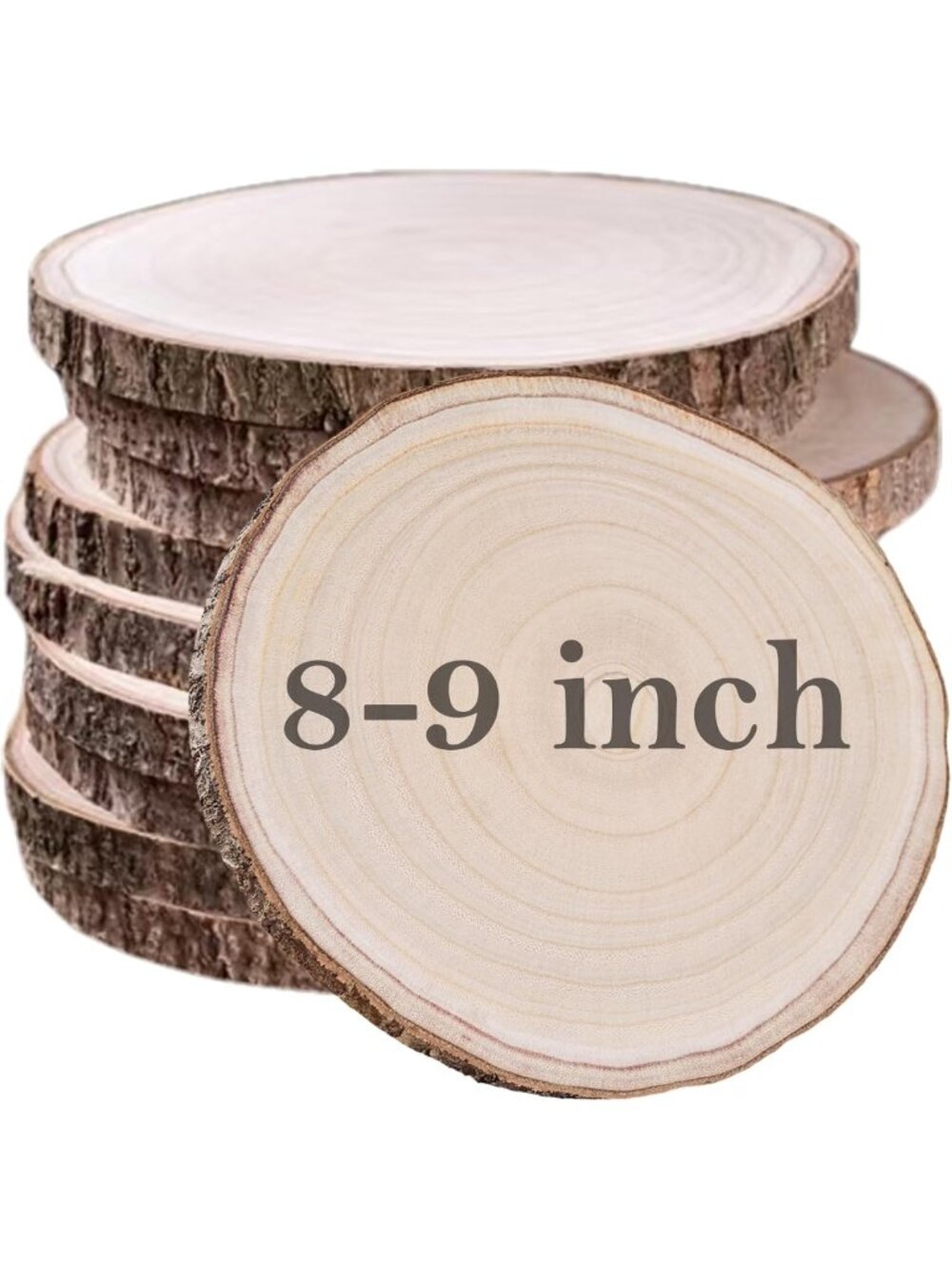 10 Natural Wood Slices 8-9" for Rustic Centerpieces, Crafts & Wedding Decor